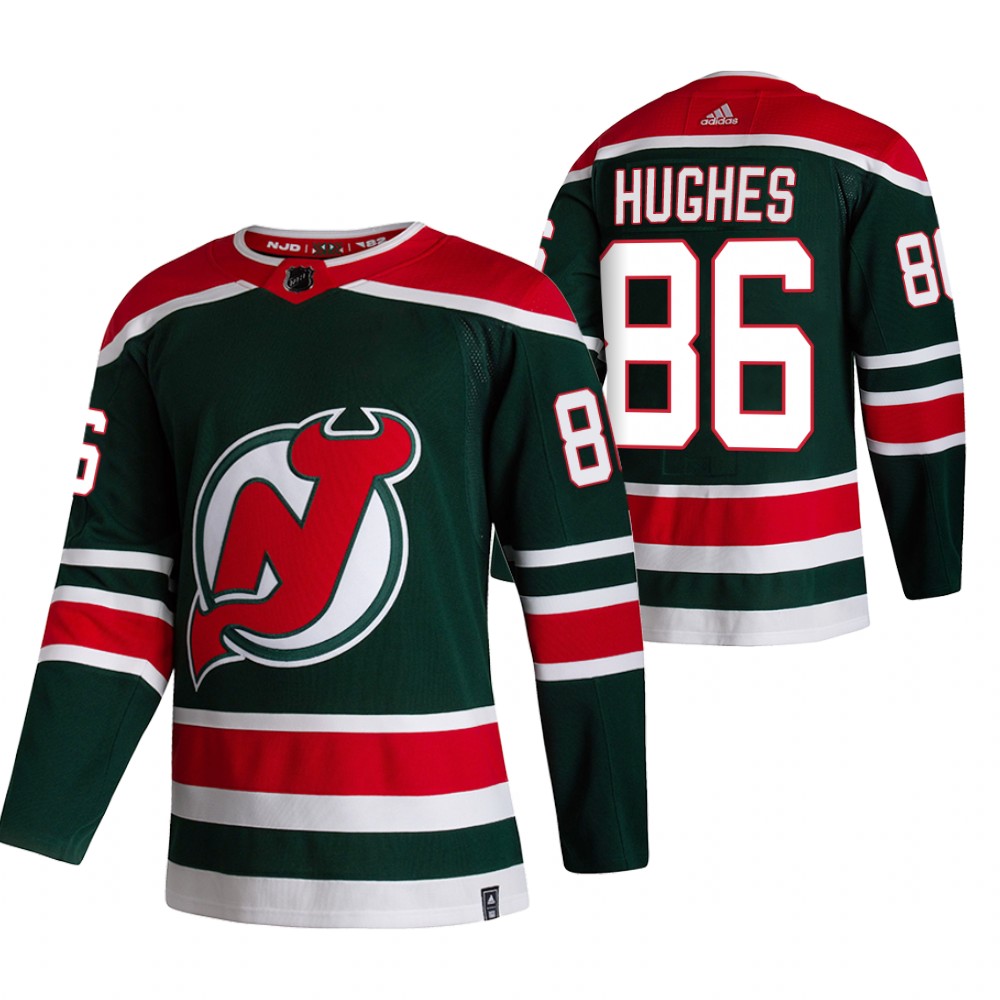2021 Adidias New Jersey Devils #86 Jack Hughes Green Men Reverse Retro Alternate NHL Jersey->new jersey devils->NHL Jersey